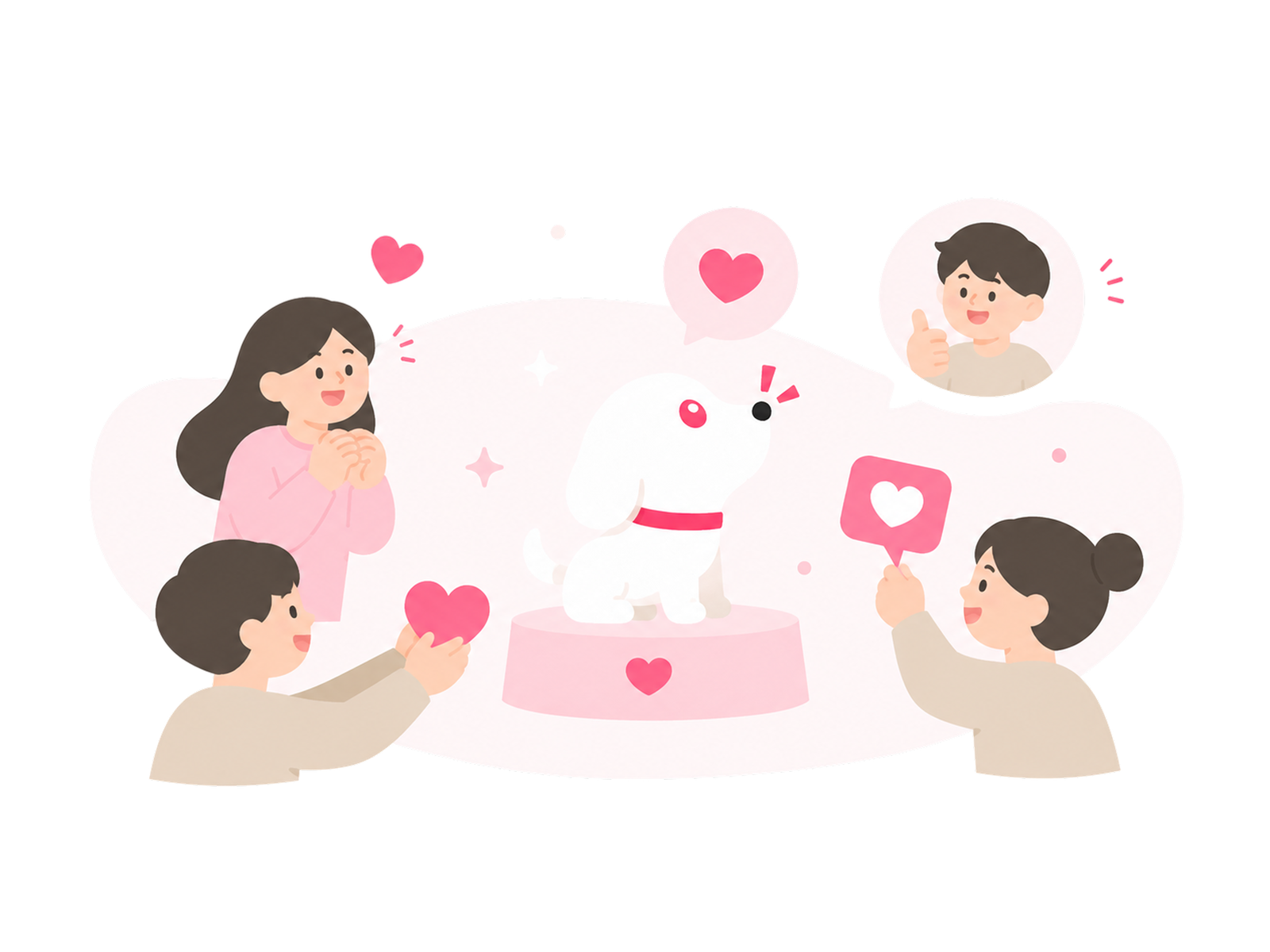 みんながうちの子を一緒に応援して愛する様子